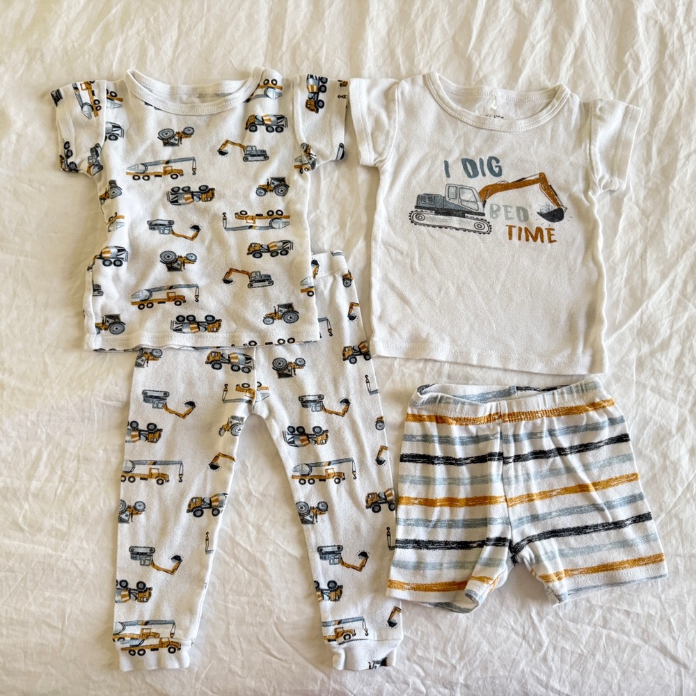 Chickpea Construction print trucks vehicles PJs Kids Toddler Set Outfit 18M